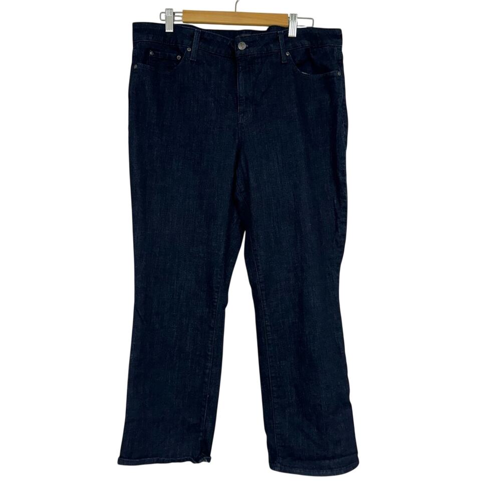 NYDJ Jeans Marilyn Straight Blue Dark Wash Womens 16 Nip Tuck Ankle Length